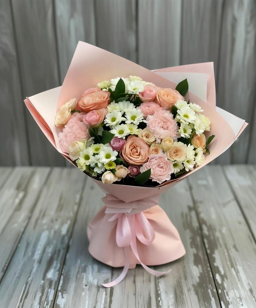 Букет цветов из: Гвоздики, Розы и Хризантемы в Шилке