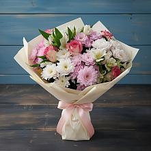 Букет цветов из:  Хризантемы, Альстромерии и Розы в Шилке